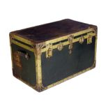 A large early 20th Century "Samson" green coloured and brass bound Ship Liner Travel Case,