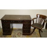 A good quality Edwardian walnut kneehole Writing Desk,