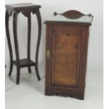 A walnut Bedside Locker, and an oak Jardiniere Stand. A lot.