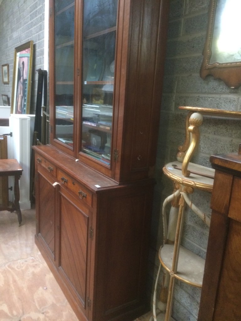 A late 19th Century tall Irish oak Bookcase, possibly by Strahan, Dublin, - Image 2 of 3