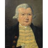 19th Century English School "Head and Shoulder Portrait of Gentleman wearing a mustard waist