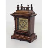 An Edwardian oak Mantle Clock, with gallery top,
