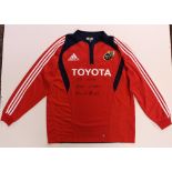 Rugby: [Munster Rugby] Official Match Jersey by Addidas - signed on front by "Paul O'Connell" under