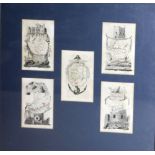 Maps: Framed Collage of 5 miniature engraved Maps, Kerry, Tipperary, Cork,