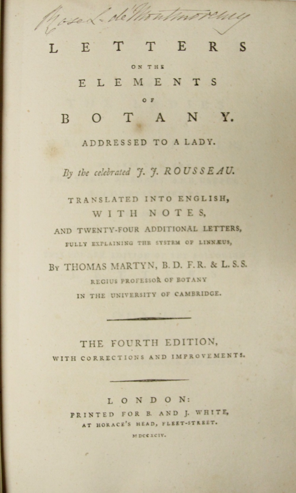 Martyn (Thos.)ed. Letters on the Elements of Botany, addressed to a Lady by the Celebrated J.J.