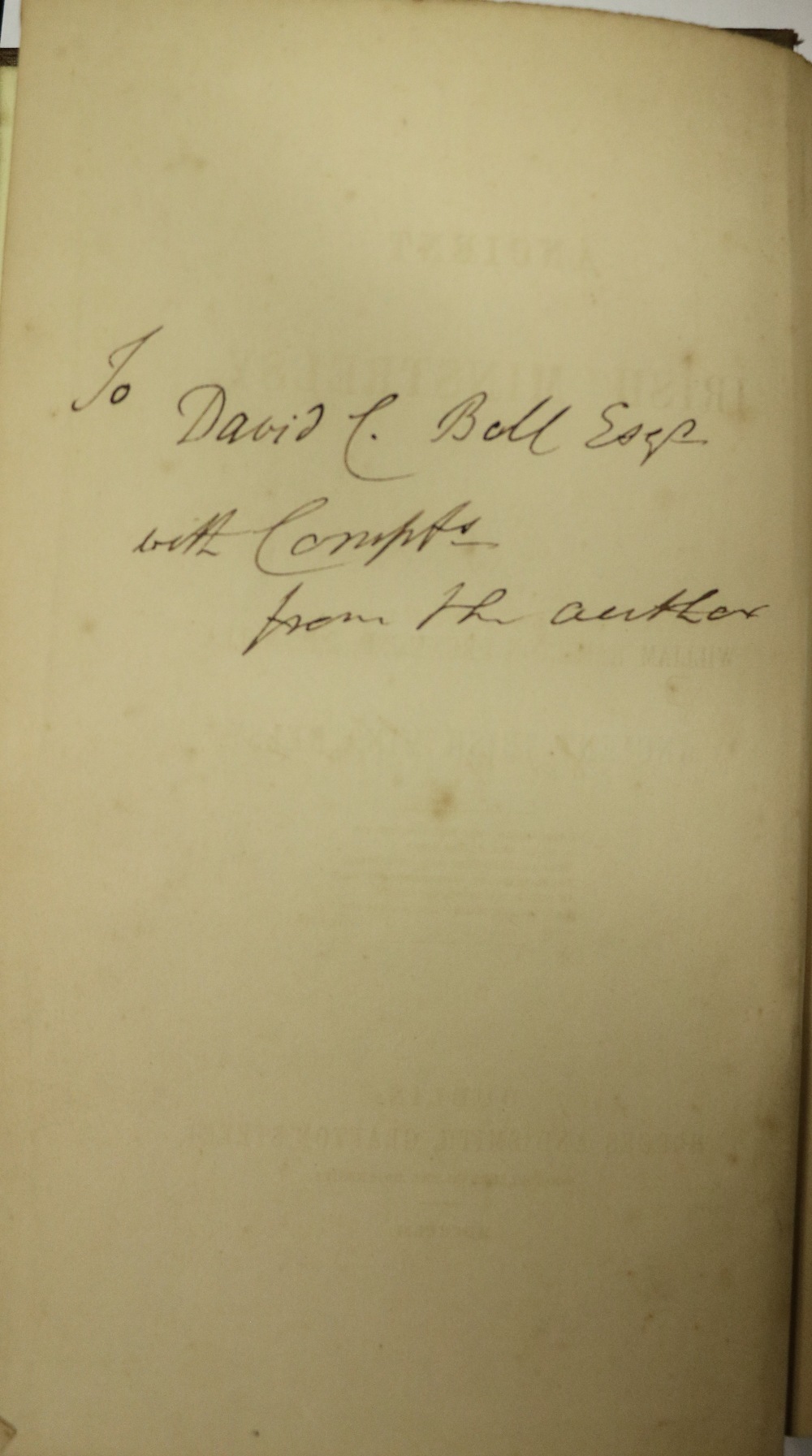 Drummond (Wm. Hamilton) Ancient Irish History, 8vo D. 1852. First Edn., Inscribed Pres. Copy, orig. - Image 3 of 3