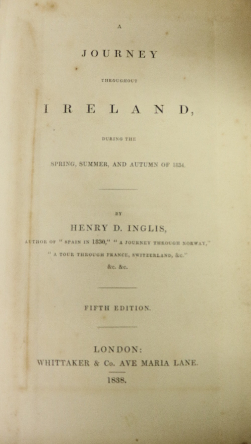 Travel: Head (Sir F.B.) A Fortnight in Ireland, L. 1852. First, fold. map, hf. mor.; [Gough (J. - Image 2 of 5