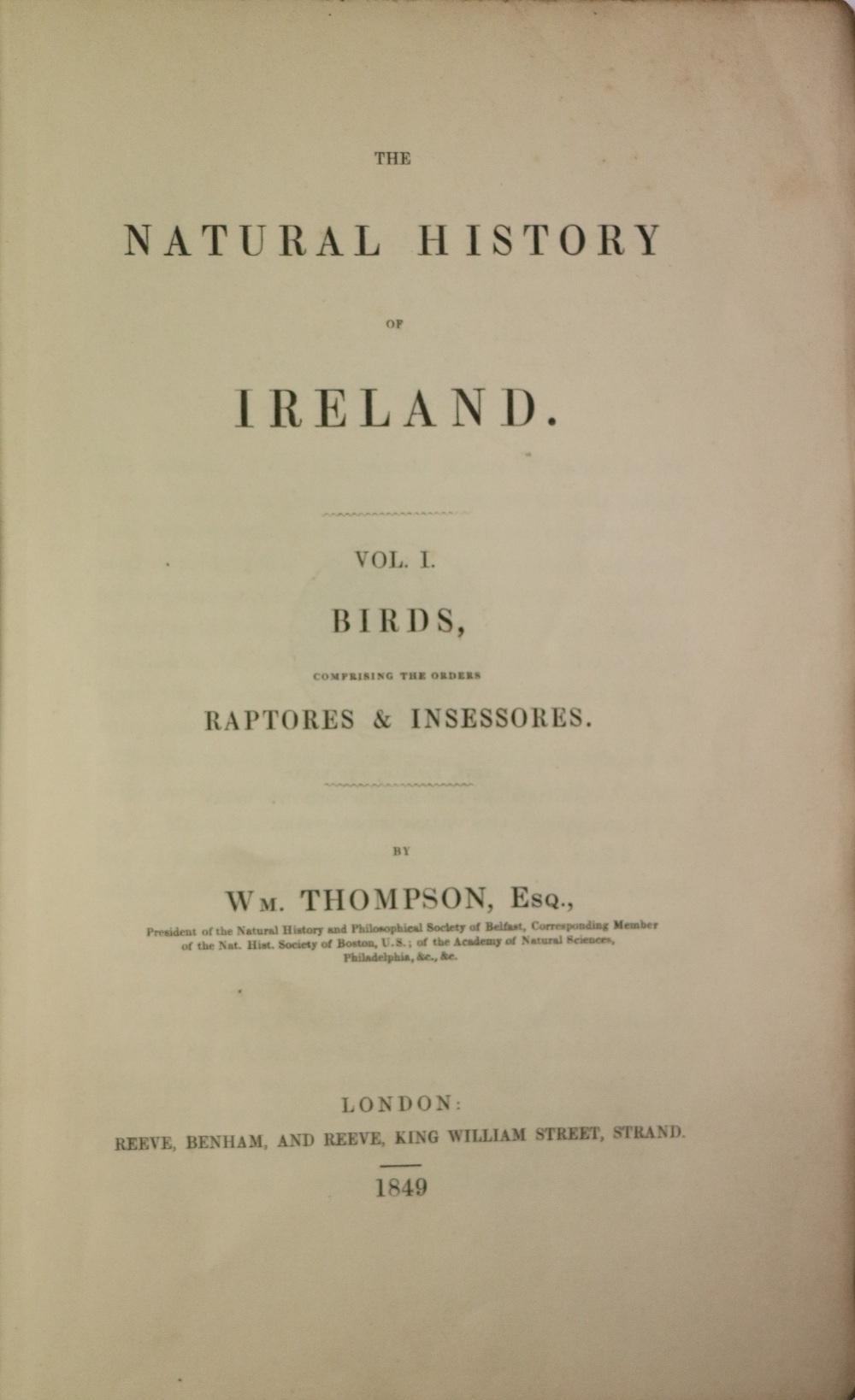 Thompson (Wm.) The Natural History of Ireland, 4 vols. 8vo L. 1849. First Edn., 1 engd. port. - Image 2 of 3