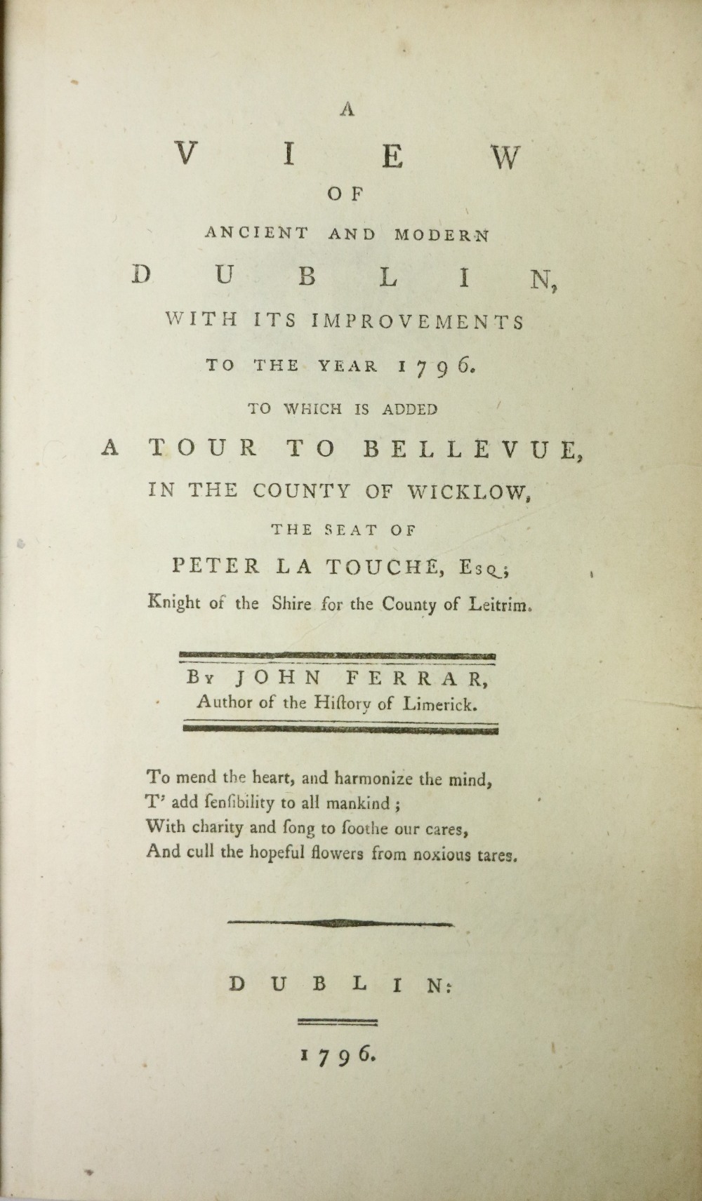 Ferrar (John) A View of Ancient and Modern Dublin ..
