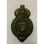 Political Interest: A shield shaped cast iron wall mounted Barracks Sign,