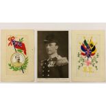 Postcards: General interest, Six silk embroidered cards include Lord.