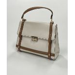 A Vintage cream and tan leather Tote Handbag, by Valentino,