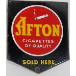 Advertisement: A double sided Cigarette Shop Sign for "Afton Cigarettes Of Quality Sold Here " (1)