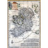 Map: Bowen (E.) A New and Accurate Map of Ireland, c. 1770, hd. coloured outline, hogarth frame.