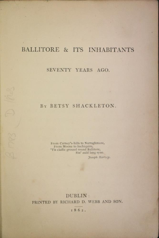 Shackleton (Betsy) Ballitore and Its Inh