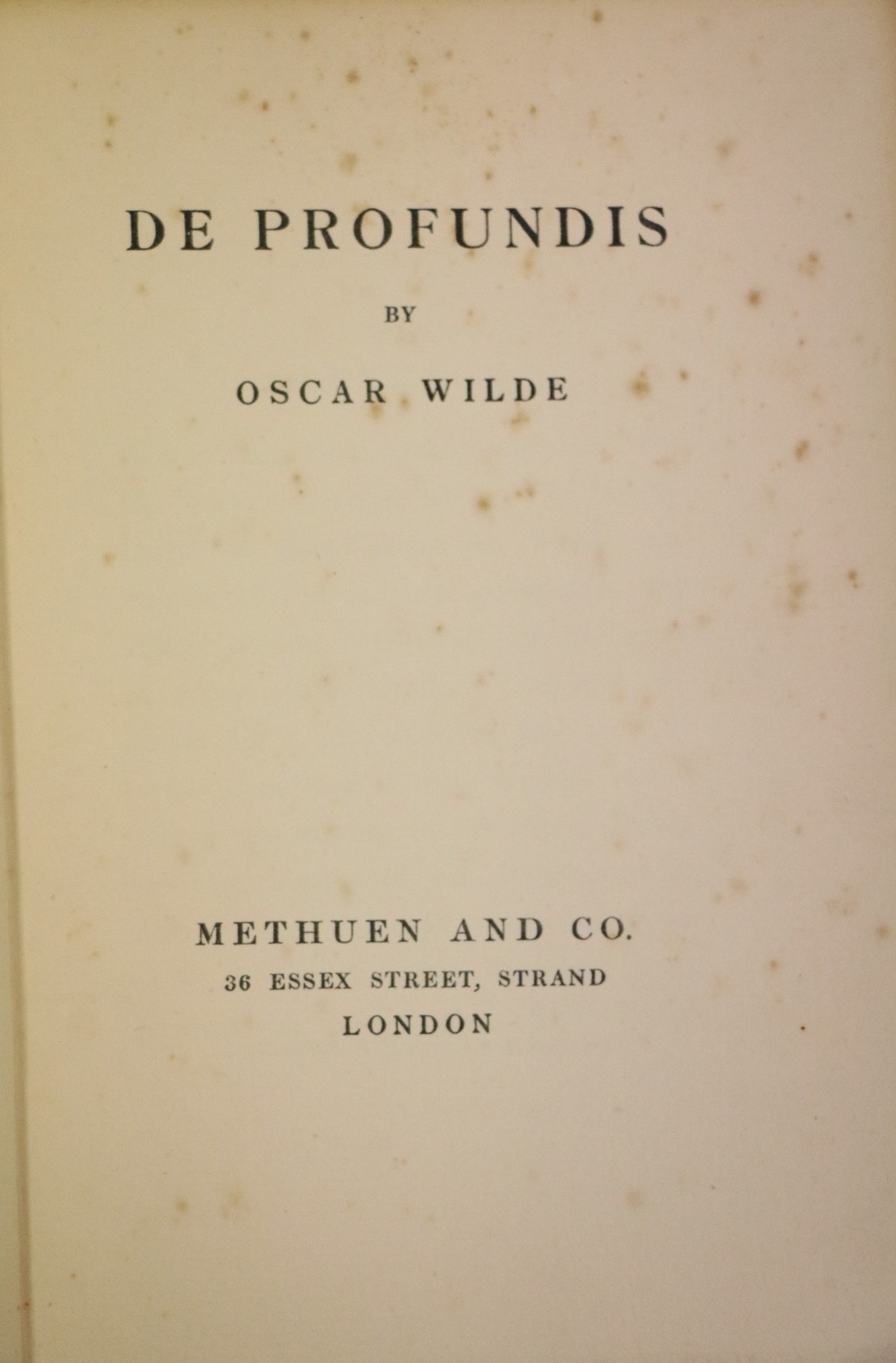 Wilde (Oscar) De Profundis, 8vo L. (Meth