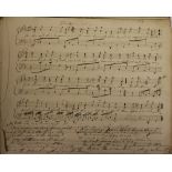 19th-Century Manuscript Music Book Bound in mottled calf, 24 x 30 cm.