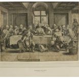 Hendrick Goltzius, Dutch (1558 - 1617) "The Last Supper," black and white engraving, approx.