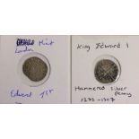 Coins: English, two Pennies of Edward I