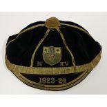 Rugby: A velvet navy and gold trimmed Ir