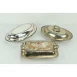 Plateware: Two oval silver plated Tureens and Covers,