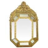 A 19th Century German wooden framed Wall Mirror,