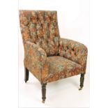 A very large early 19th Century Armchair, with high deep buttoned back and sides,