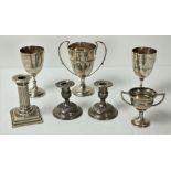 A small pair of Victorian silver Bachelor Candlesticks, 3 1/2"high,