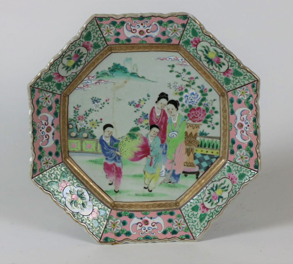 An early Chinese Famille Rose octagonal Plate,