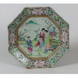 An early Chinese Famille Rose octagonal Plate,