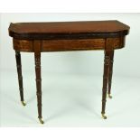 A Regency period mahogany and brass inlaid fold-over Card Table,
