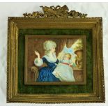 19th Century English School Double Portrait Miniature "The Duchess of Devonshire with Infant by a