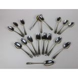 An attractive set of 18, early 19th Century Irish silver bright cut Dessert Spoons,