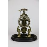 A good late 19th Century brass Skeleton Clock, with single fusee movement striking on a steel bell,