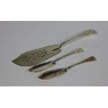 A large early Victorian English silver pierced Fish Slice, with feather edge handle, London c.