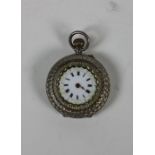 An attractive Swiss made silver Pocket Watch, with enamel dial, Roman numeral face.