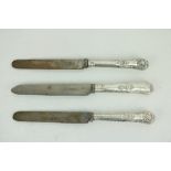 A matched set of 18 silver handled Kings pattern Dinner Knives, Georgian and Victorian.