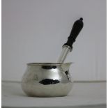 A large quality Irish silver 19th Century Brandy Warmer, with wooden handle, by Richard Sawyer,