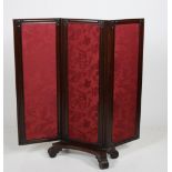 A William IV period mahogany fold-out three panel Cheval Screen,