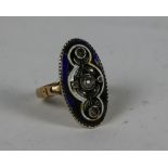 An enamel and diamond oval shaped Ring, of openwork design,