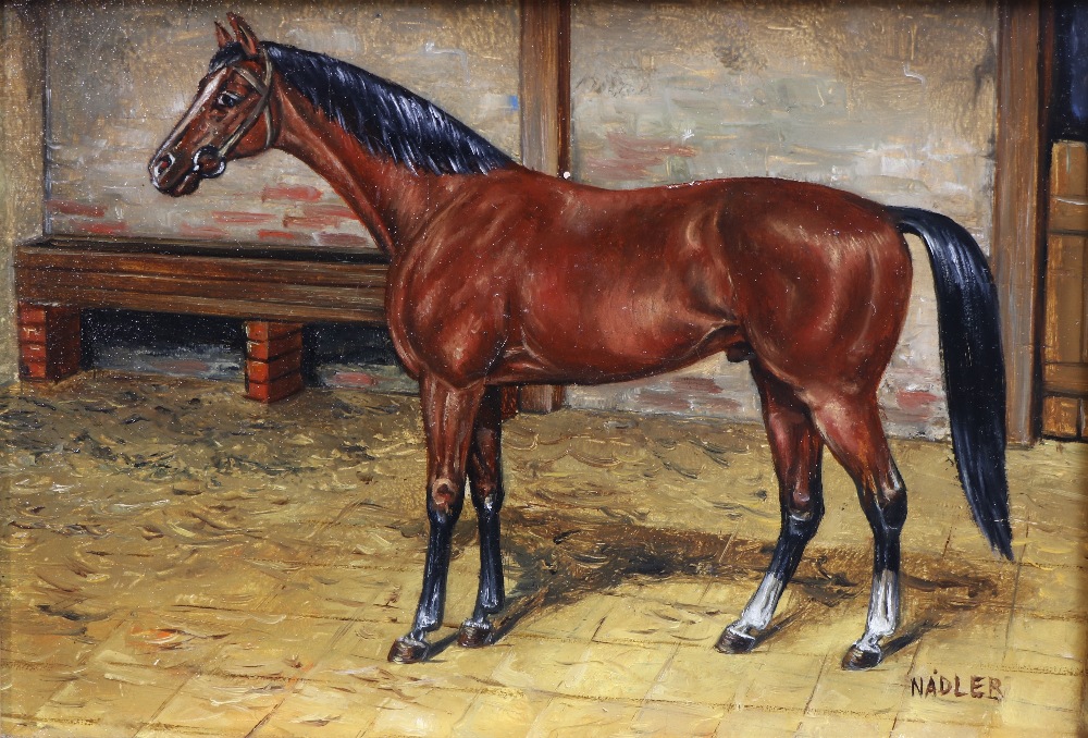 Nadler, 20th Century English School An attractive "Pair of Horse Portraits,