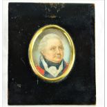 Early 19th Century Irish School Oval miniature "Portrait of Gentleman with black cravat and red