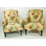 A good pair of large Edwardian Easy Armchairs,