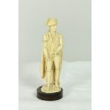 An attractive 19th Century caved bone or ivory Figure of Duke of Wellington,