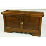 A heavy Continental walnut rectangular Coffer, with panelled top and front, with heavy metal lock,