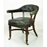 A very fine William IV period mahogany horse shoe shaped Library or Desk Chair,