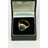 A Gentleman's 18ct gold blue onyx Seal Ring,