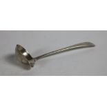 An Irish Provincial silver crested Ladle, Limerick or Cork, with oval spouted bowl, 6" (15cms).