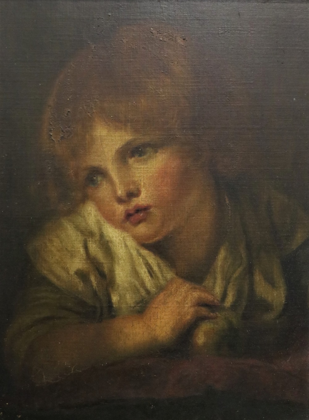 Continental School "Head and Shoulders of a Young Boy, leaning on a Table, - Bild 2 aus 2