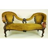 A good quality carved rosewood Victorian double chair back Settee,